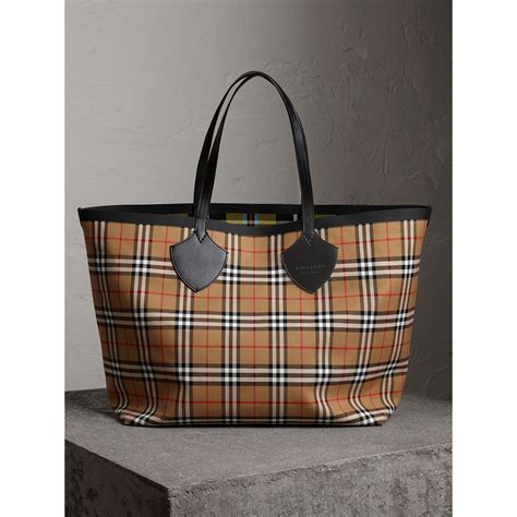 giant vintage reversible tote burberry|Burberry haymarket tote price.